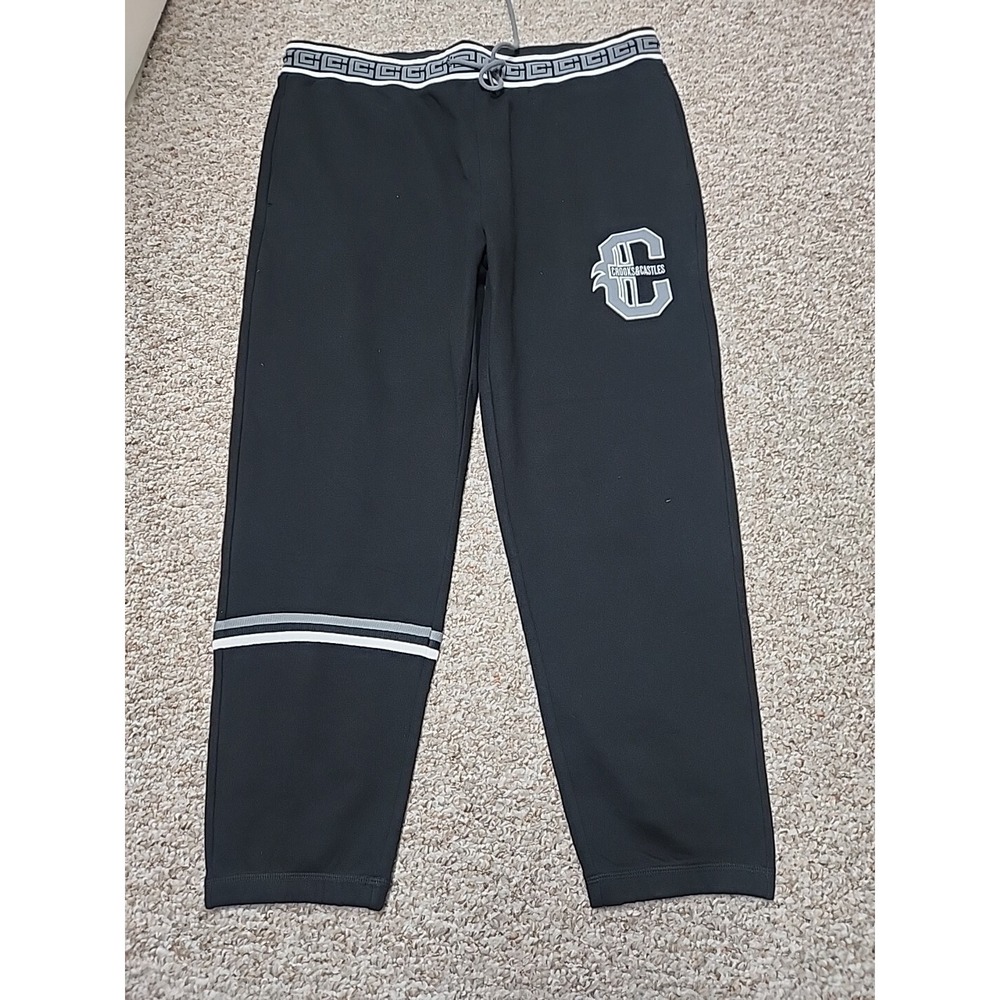 Crooks & Castles‎ Mens Black  Waistband Logo Jogger Sweatpants XL 31 Inseam